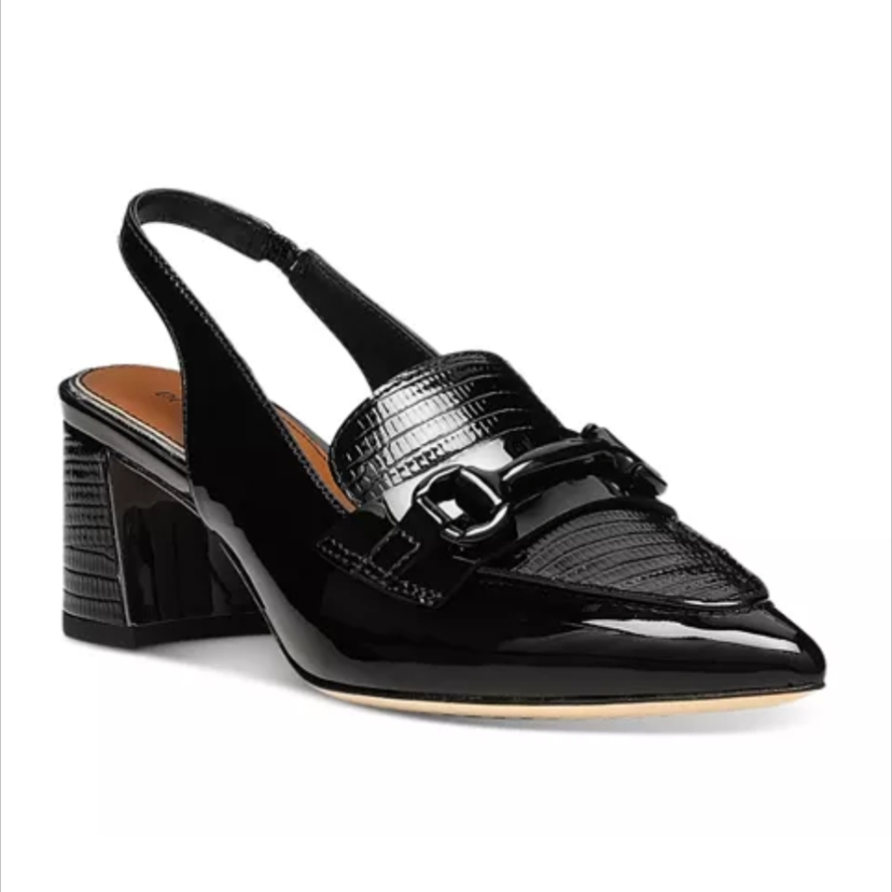 Women's Donald Pliner Black Saige Slingback Mid Heels 7 NWOT